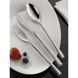 Ensemble de couverts en acier inoxydable gris élégant avec finition polie pour restaurants mariages élégants avec fourchettes à couverts - Product Image 3