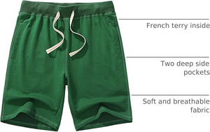 <b>men</b> fleece <b>shorts</b> casual cotton soft knit elastic waist relaxed fit summer gym <b>lounge</b> outfit - Product Image 2