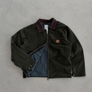 Chaqueta Americana de Trabajo de Peso Pesado con Cierre J97 Detroit, Corte Corto y Amplio, Estilo Casual con Cuello Alto, Prenda Exterior de Lona Lavada - Talla XS - Product Image 1