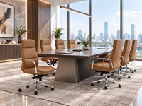 Chaise de conférence moderne en cuir, chaise de bureau de direction à dossier haut avec base en aluminium pour salle de réunion