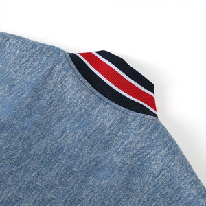 Howard University <b>Denim</b> Bomber <b>Jacket</b> Premium <b>Custom</b> Embroidered Outerwear Satin Lining Urban Varsity Fashion Edge Spring Front - Product Image 6