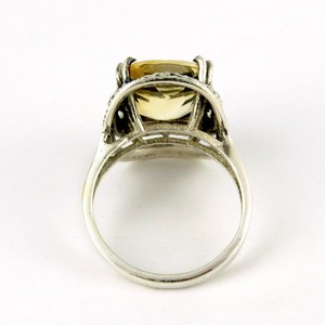 Bagues en argent plaqué avec pierre précieuse citrine et sertissage clos - Bijoux unisexes/femmes pour mariage et fiançailles - Product Image 2