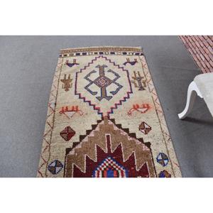 Alfombra Turca Vintage de 3.2x9.8 pies, Alfombra de Pasillo, Alfombra Marrón con Diseño Herki - Product Image 4