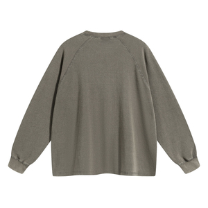 เสื้อฮู้ดผ้าฝ้ายแขนยาวสำหรับผู้ชายเสื้อครอปแบบ100% ใส่ได้ทั้งชายและหญิงเสื้อสเวตเตอร์ล้างกรดคอกลมผลิตตามสั่ง - Product Image 5