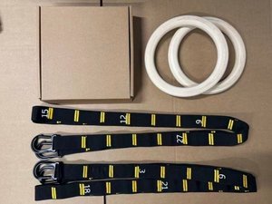 Wooden Gymnastics Rings Adjustable Suspension Trainer Non Slip Pull Up Rings Numbered <b>Straps</b> for Home Gym - Product Image 5