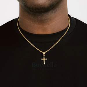 Collier à breloques en forme de croix en argent sterling 925 plaqué or 18 carats vintage, pendentifs et breloques en moissanite pour hommes - Product Image 2