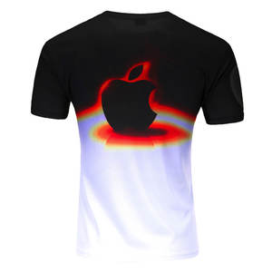 T-shirt personnalisé pour homme, dégradé noir et blanc |   T-shirt graphique Neon Glow Apple |   Haut décontracté sportif à logo imprimé numériquement sur le devant – Vente en gros - Product Image 2