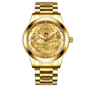 Montre Dragon doré en relief pour hommes montre étanche non mécanique pour hommes montre tendance visage Dragon en diamant rubis - Product Image 2