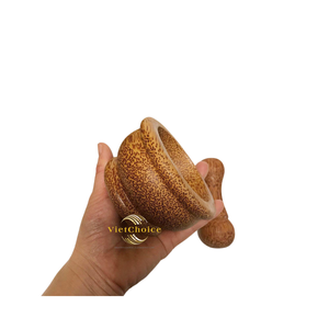 Mortero y pilón artesanales de madera de coco, herramienta de cocina duradera para hierbas y especias - Product Image 5