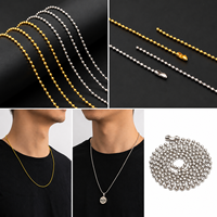 Cadena de Bolas de Acero Inoxidable Chapada en Oro DIY, No se Deslustra, para Joyería, 1.5mm 2mm 2.4mm 3mm 4mm 5mm