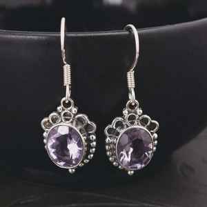 <b>Amethyst</b> <b>Earrings</b> Gold Plated 925 Sterling Silver Cute Design February Birthstone Gift for Women Anniversary Elegant - Product Image 5