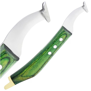 Cuchillo para Cascos de Caballos con Hoja Curva de Acero Inoxidable para Zurdos, con Mango Verde para el Recorte de Cascos de Caballos - Servicio OEM/ODM - Product Image 1