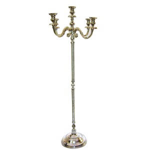 Candelabros de Metal dorado y plateado, vela de 5 brazos para decoración interior y exterior, diseños únicos, candelabros hechos a mano a la venta - Product Image 4