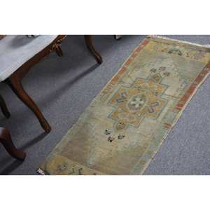 Traditional Yellow Green 9x12 <b>Boho</b> Style Patchwork Wool <b>Rug</b> Living Room Carpet with Latex Backing Turkish <b>Rugs</b> for Decorations - Product Image 2
