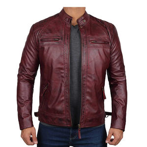 Chaqueta de Cuero de Cordero de Gamuza Pura con Cuello Alto Personalizada para Hombre, Estilo Motociclista para Invierno - Product Image 1
