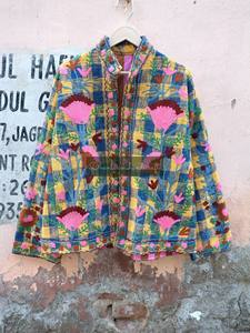 Venta al por mayor bordado a mano chaqueta abrigo Chaqueta corta Uzbek Suzani tela de algodón Unisex fiesta desgaste chaqueta abrigo de mujer - Product Image 6