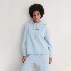 Pull à capuche surdimensionné pour femmes 100% coton personnalisé brodé Slogan Streetwear mode Premium doux polaire sweats à capuche pour femmes - Product Image 1