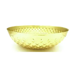 Tazón Decorativo de Metal Estilo Americano, Chapado en Oro Real, No Tóxico, para Decoración de Escenarios de Boda, Diseño de Corona con Doble Curva, Platos Seguros - Product Image 1