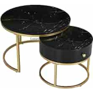 Ensemble de 3 tables gigognes avec cadre de couleur or et marbre de couleur blanche aspect admirable Table à boire Fournitures de meubles de maison à bas prix - Product Image 5