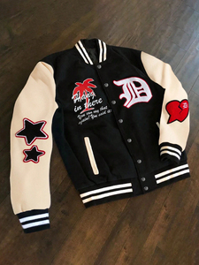 Chaqueta Varsity Personalizada de Alta Calidad para Hombre, Chaqueta Bomber de Cuero con Forro Polar para Invierno, Chaqueta Varsity con Bordado de Letras para Primavera - Product Image 5