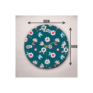 Reloj de Pared de Madera Clásico con Patrón de Flores Impresas Coloridas, Silencioso, de 50 cm, Idea de Regalo Perfecta - Product Image 1