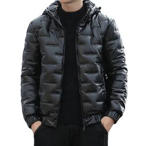 Blouson matelassé décontracté pour homme personnalisé, de haute qualité, à fermeture éclair, à capuche, chaud, épais, brillant, pour l'automne et l'hiver, AFS-PJ-011 - Product Image 3