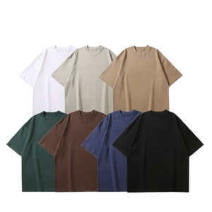 T-shirt brodé avec logo personnalisé OEM 320g de coton lourd Style américain petit col Double gaze Streetwear T-shirt personnalisé - Product Image 5