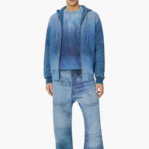 Nuevas Sudaderas con Capucha Extra Grandes para Hombre, Tejidas en Mezclilla, con Logotipo Personalizado, 100% Algodón, Resistentes al Viento, de Color Sólido, Estilo Urbano, Lavado Ácido - Product Image 2