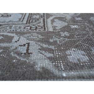 Tapis en laine noués à la main gris et noir vintage Pae-2104, nouveau motif médaillon abstrait fait main pour la maison, le couloir et le salon - Product Image 3