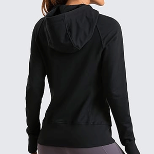 Vêtements de sport d'hiver pour femmes, veste à capuche, design personnalisé, couleur unie, fermeture éclair intégrale, sweat-shirt en polaire 100% coton, course en plein air - Product Image 4