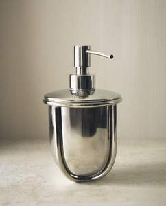 Distributeur de savon en métal contemporain, pompe à savon liquide en acier inoxydable lisse, style moderne pour la maison - Product Image 4