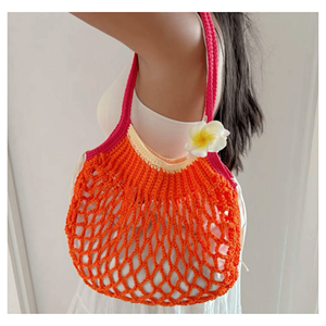Sac en coton au crochet, sac seau avec cordon de serrage pour les essentiels de voyage, les festivals et les tenues décontractées, origine Vietnam - Product Image 6