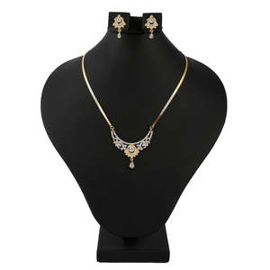 American Diamond <b>Locket</b> Set - Golden & <b>Silver</b> - Product Image 1
