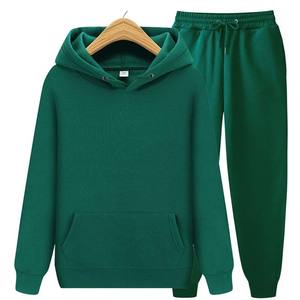 Hombres Mujeres Adulto 100% Algodón Sudaderas 2 piezas Sudadera con capucha Conjuntos de chándal Deportes Jogging Gym Sweatsuit - Product Image 3