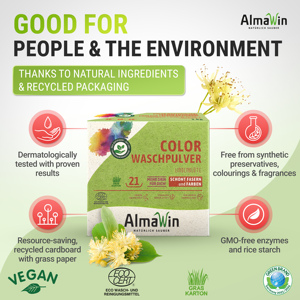 AlmaWin RTS 3 Color Washing Powder Linden Blossom 1Kg - 21 Loads Vegan Organic <b>Laundry</b> <b>Detergent</b> Baby - Product Image 3