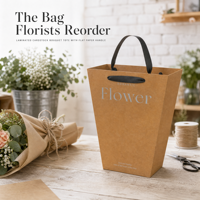 Sac cadeau en papier kraft trapézoïdal avec logo personnalisé et poignée pour fleuriste, emballage cadeau de détail, fournisseur en gros
