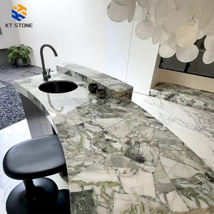 Piano Cucina in Marmo <span class=keywords><strong>Verde</strong></span> Schiuma Marina Raffinato per Casa, Appartamento, Hotel, Preparazione e Servizio Cibo, <span class=keywords><strong>Verde</strong></span> Tenue - Product Image 1