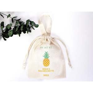 Pineapple Logo Printed Custom Name Bachelorette Party Hand Bags 6 X 8 inch Organic Cotton Hangover Multi Functional <b>Kit</b> Pouch - Product Image 2