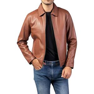 Chaqueta de Abrigo para Hombre, Chaquetas para Hombre, Cuerpo de Lana, Mangas de Cuero PU, Chaqueta de Cuero PU de Corte Ajustado para Hombre ODM, Chaqueta de Motociclista con Cremallera - Product Image 1