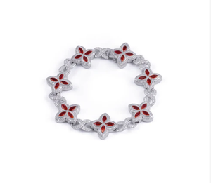 Pendentif fleur en moissanite taille princesse, style hip-hop, diamant rouge, certifié IGI, avec breloques - Product Image 1