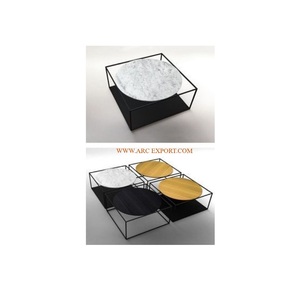 Table centrale de luxe décorative de salon enduite de poudre noire pour le grand prix concurrentiel rond de table basse de meubles de maison - Product Image 1