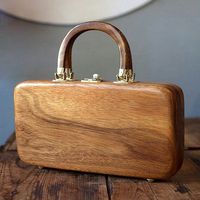 Bolso de Mano de Madera de Mango Moderno y Lujoso Hecho a Mano para Mujer, Accesorios de Moda con Cristales, Cierre de Latón, Tamaño Personalizable, Regalo de Boda, Brillante