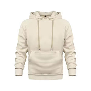 Vente en gros Nouveau design de pulls à capuche pour hommes de couleur beige solide, sweat à capuche respirant de haute qualité en tissu 100% coton de grande taille pour hommes - Product Image 1