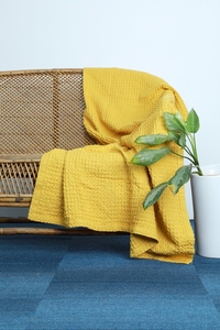 Tamaño personalizado 100% algodón Waffle suave al tacto sofá lanza duradero para el hogar Hotel Oficina viaje-decoración amarilla para sala de estar - Product Image 2