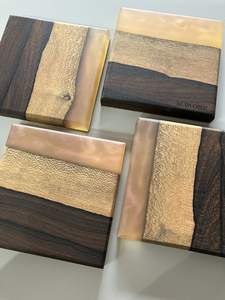 Posavasos de resina de madera epoxi cuadrado decorativo con efecto océano de inauguración de la casa de alta calidad, posavasos promocionales Craftsy Hom - Product Image 4