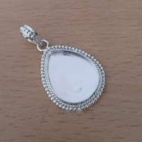 925 argent Sterling pur en forme de poire 7x9 MM, lunette vierge, tasse en métal coulé d'argent, collier de serrage uni, pendentif, recherche de bijoux fournisseur