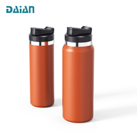 Cadeau de Noël Bouteille d'eau de sport à double paroi isolée sous vide en acier inoxydable avec couvercle en paille pour cadeaux d'affaires