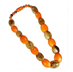 Forme Ovale Double Couleur Aspect Naturel Brillant Ethnique Unique Fait À La Main Collier Multicolore avec Ange Écologique et Bouddhisme - Product Image 1