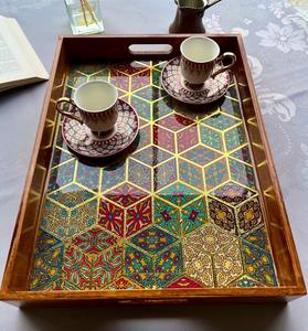 Bandeja de Servicio de Diseño con Recubrimiento de Esmalte de Madera MDF, Bandeja de Mesa de Alta Calidad para Hoteles y Restaurantes - Product Image 2