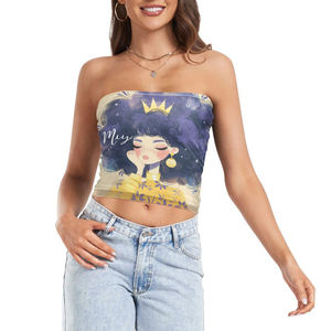 Top tube personnalisé avec logo pour femmes, bandeau unique sans bretelles, haut court tendance pour un look branché et décontracté - Product Image 3